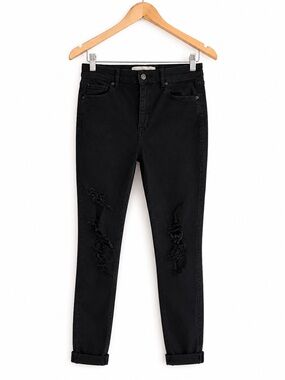 Abercrombie & Fitch High Rise Super Skinny Black Distressed Jeans | Size 6R